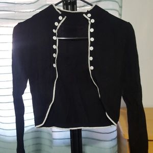 Black with white details cropped cardigan